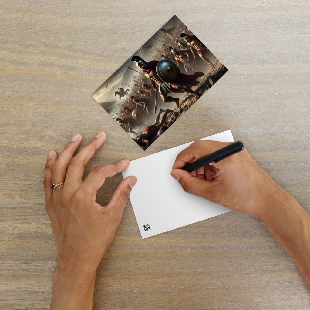 Tarjeta postal "Leónidas en las Termópilas"