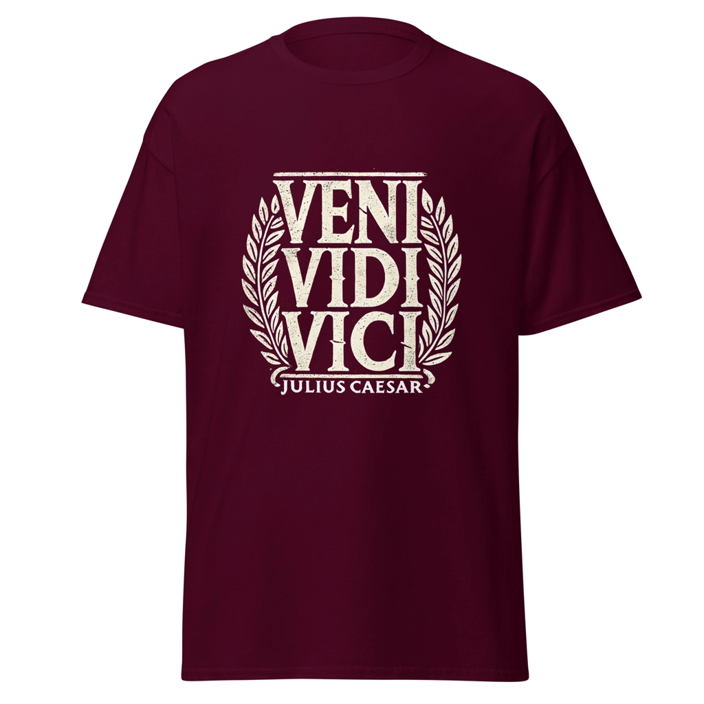 Camiseta "Veni Vidi Vici". Citas Julio César. Imperio Romano. Baratas. Regalo
