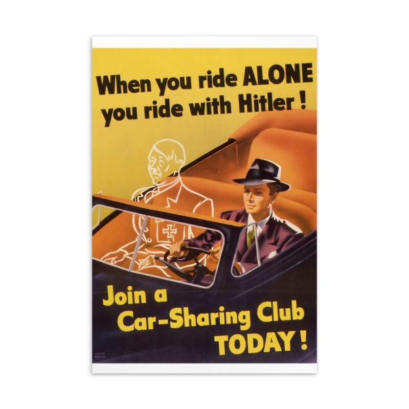 Tarjeta postal "Propaganda de Car-Sharing en la Segunda Guerra Mundial:"