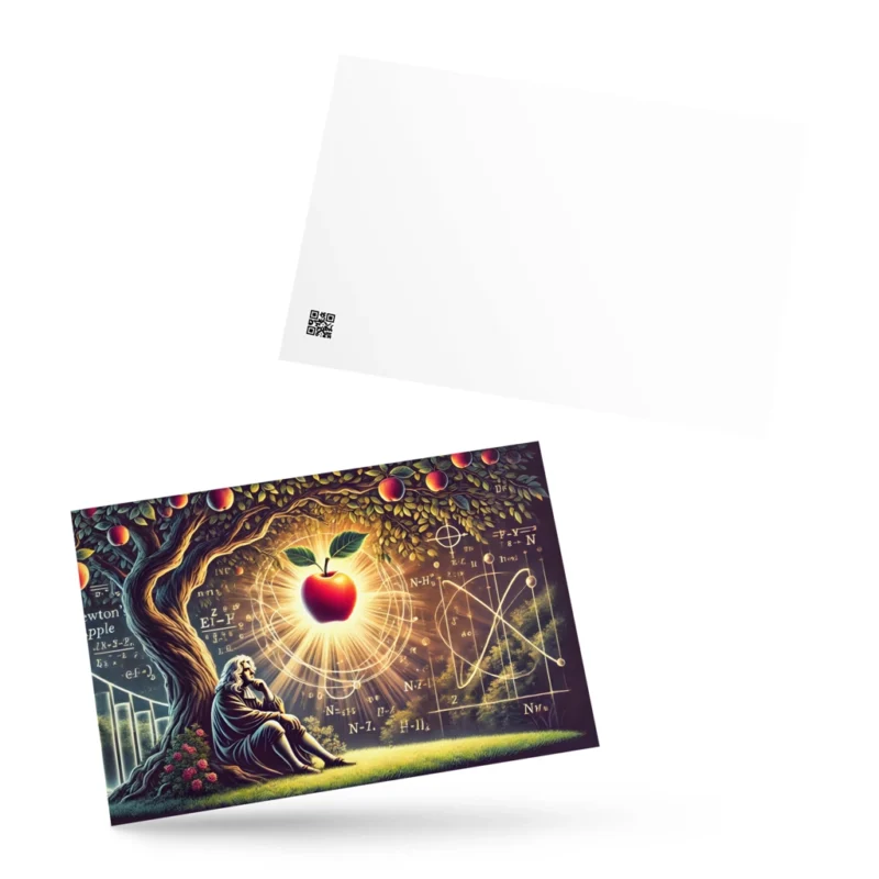 Tarjeta postal "La Inspiración de Newton: El Momento que Cambió la Ciencia"
