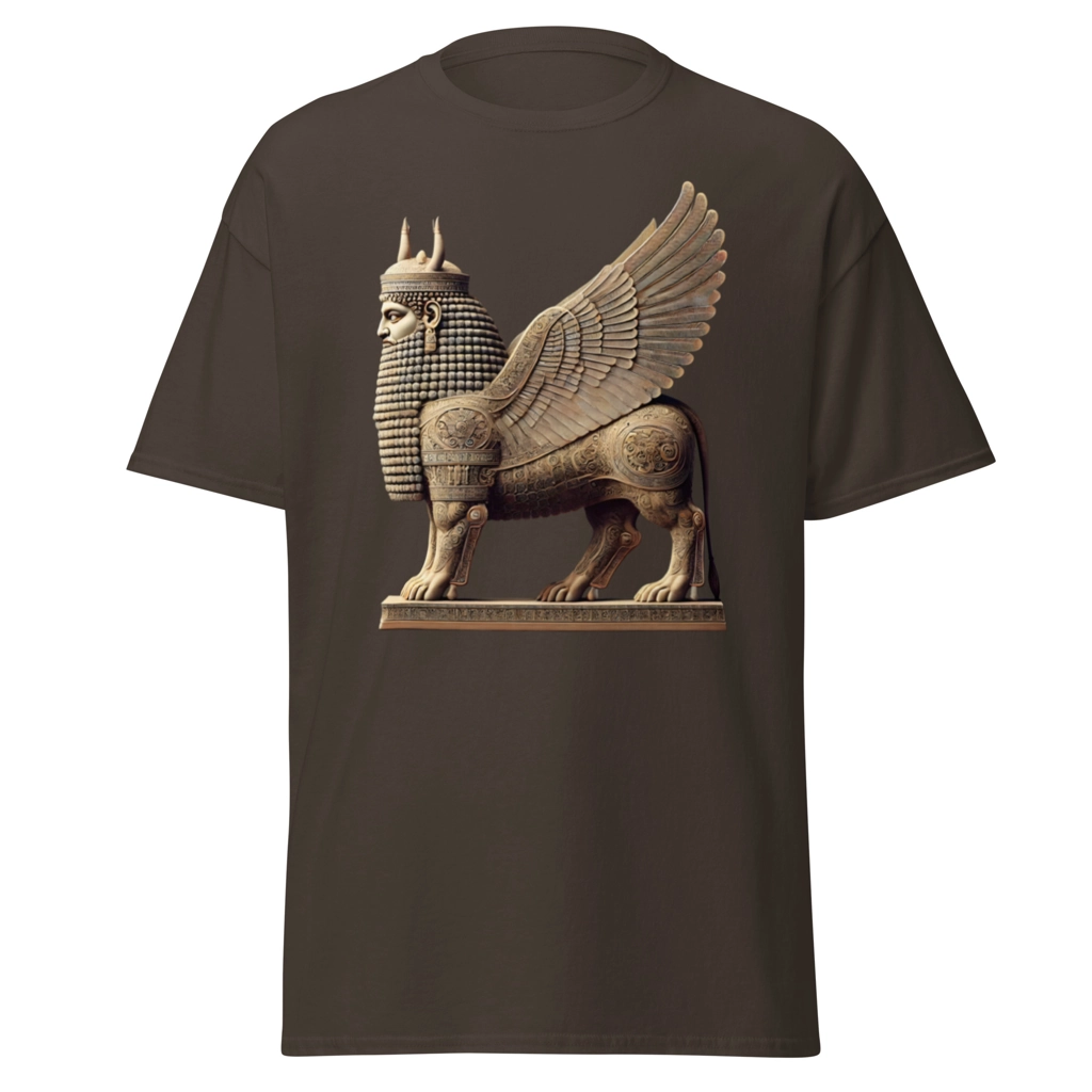 Camiseta "El Majestuoso Lamassu: Guardián Sumerio de la Antigüedad"